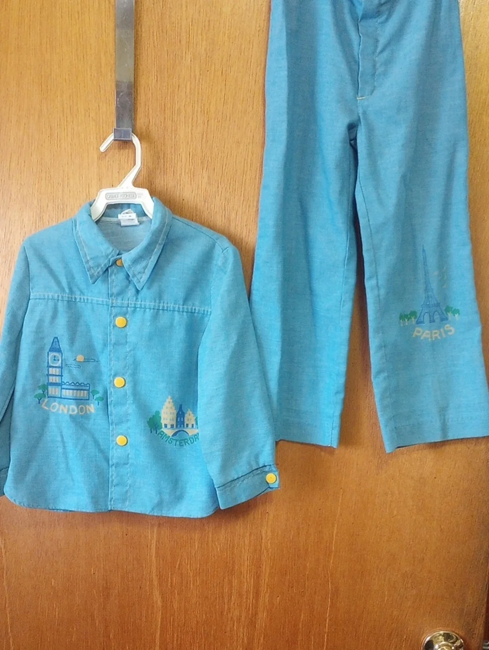 Vintage Travel Set w/ Jacket & Pants. London Amsterdam Rome Paris, Size 5/6